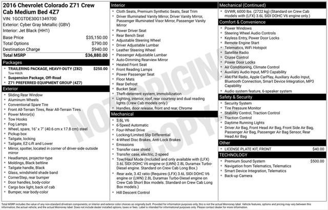 2016 Chevrolet Colorado Z71