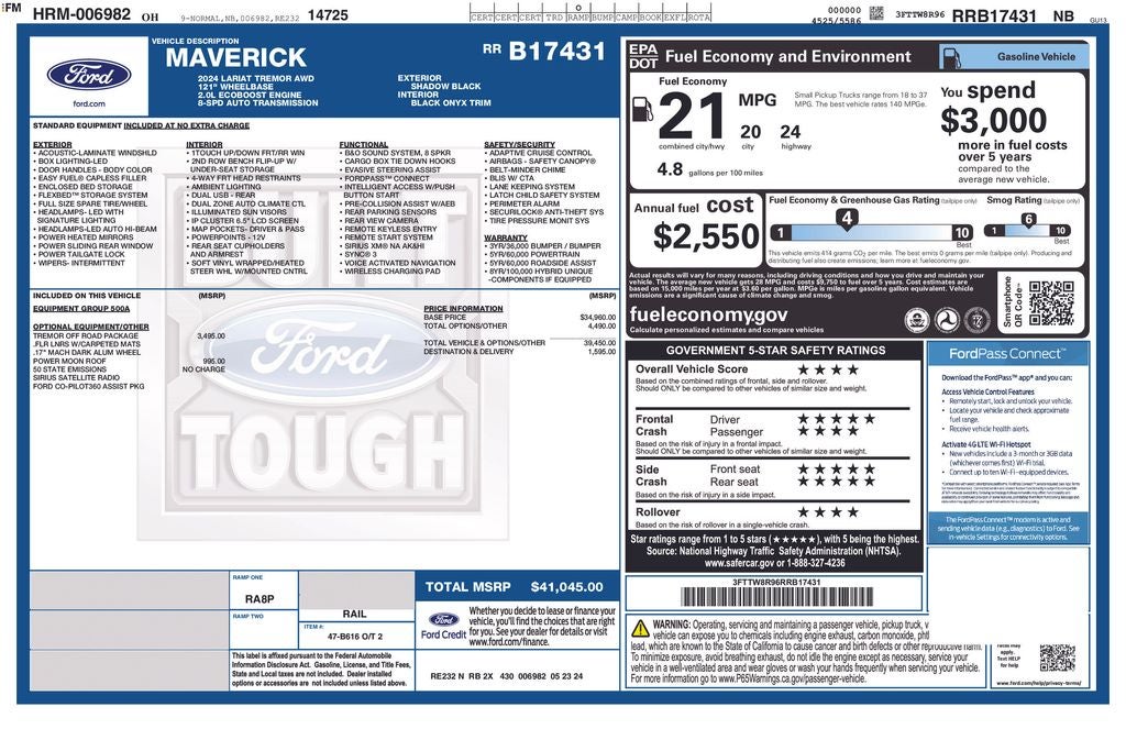 2024 Ford Maverick Lariat Tremor Off-Road