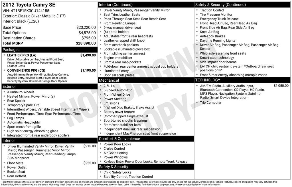 2012 Toyota Camry SE