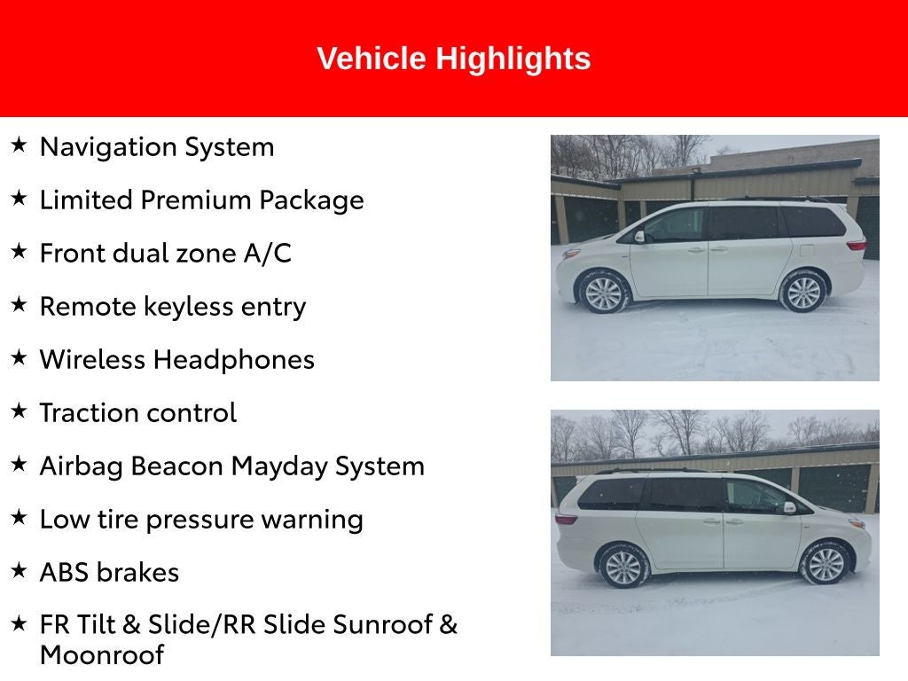 2017 Toyota Sienna Limited Premium 7 Passenger