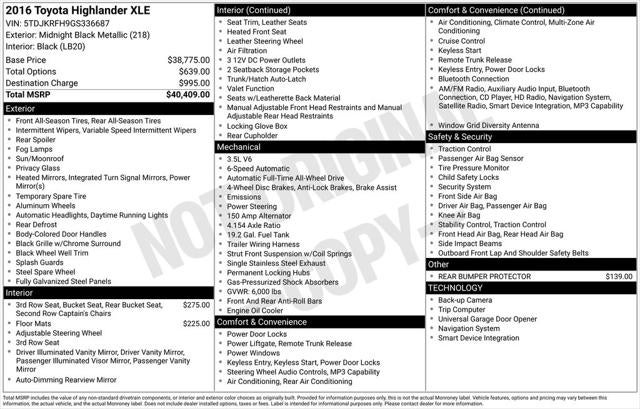 2016 Toyota Highlander XLE V6