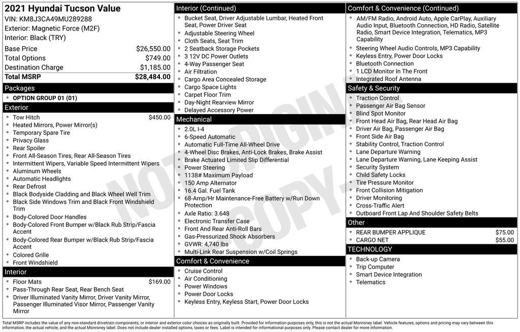 Used 2021 Hyundai Tucson Value with VIN KM8J3CA49MU289288 for sale in Kent, OH