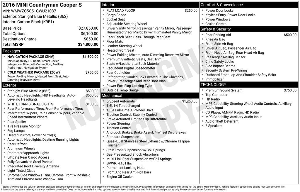 2016 MINI Cooper S Countryman Base