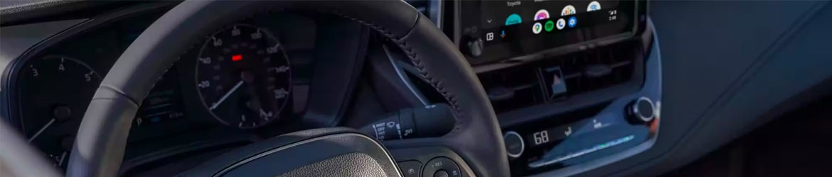 The steering column in a 2024 Toyota Corolla in Kent, OH