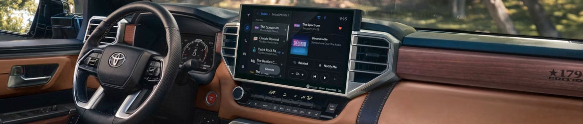 The infotainment system of the 2025 Toyota Tundra in Kent, OH