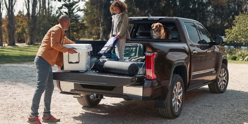 Filling up the bed of a 2025 Toyota Tundra in Kent, OH