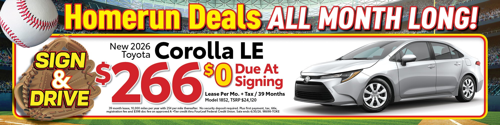 New 2026 Toyota Corolla LE $266