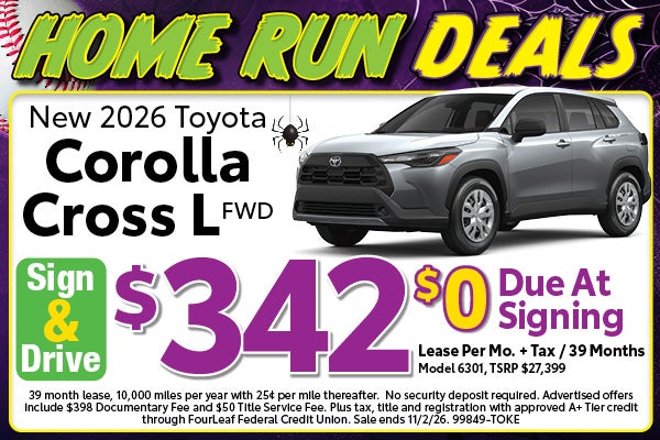 New 2026 Corolla Cross L Lease offer from Toyota of Kent