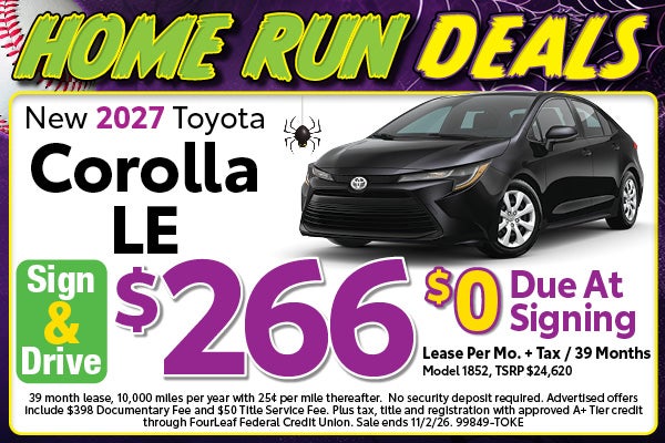 New 2027 Corolla LE Lease offer from Toyota of Kent