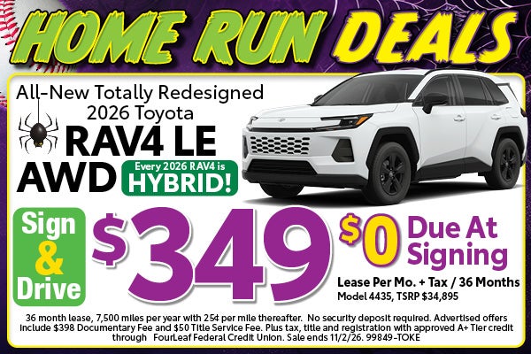 New 2026 RAV4 LE AWD Lease offer from Toyota of Kent